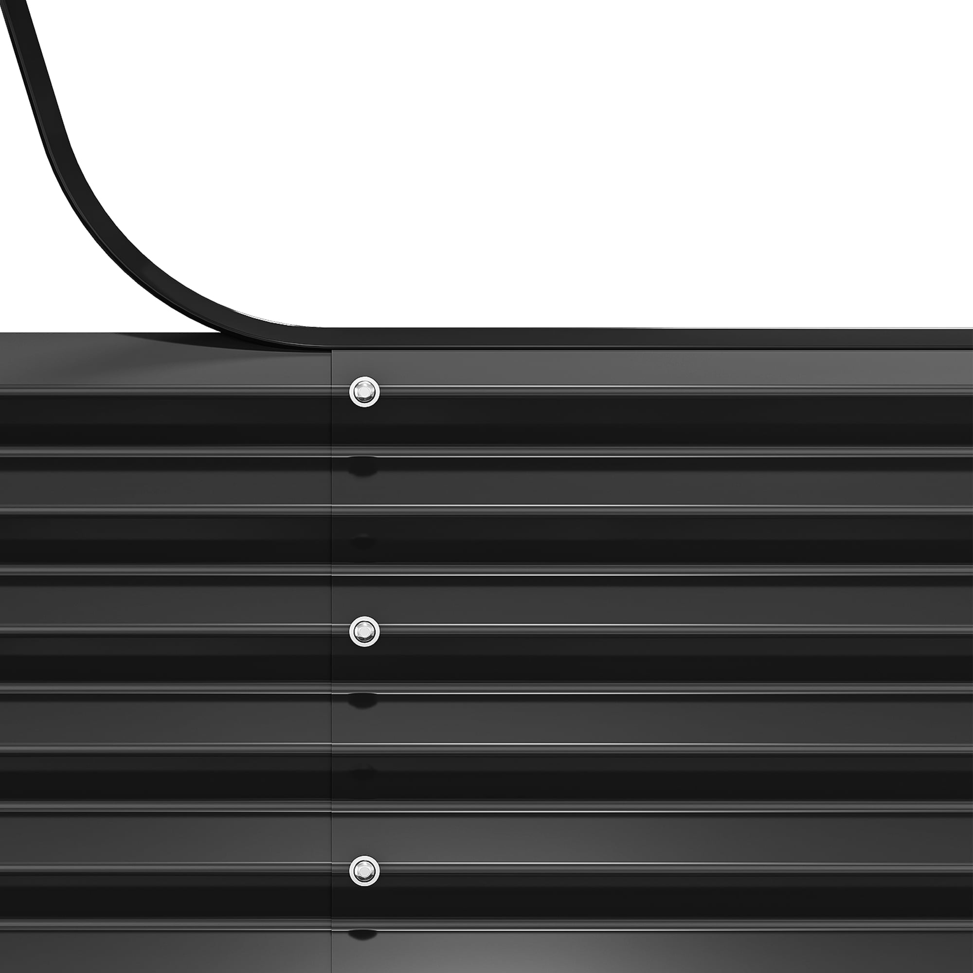 Wooflex Raised Garden Bed 8x4x2 ft with Reinforcement Bars, Corrugated Safety-Wrapped Edge, Dark Gray