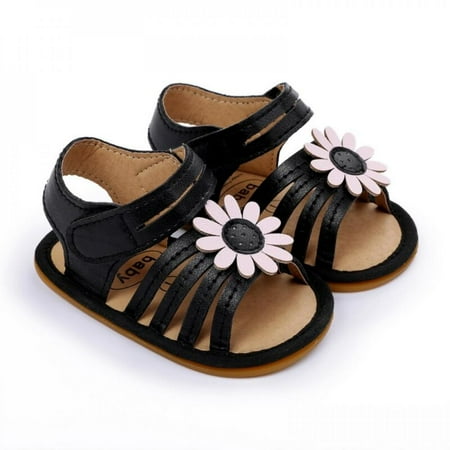 

Clearance Sale Summer Baby Sandals Infant Baby Girl Shoes Solid Color Flower Princess Beach Shoes for 0-18M Toddler Kids Sandals