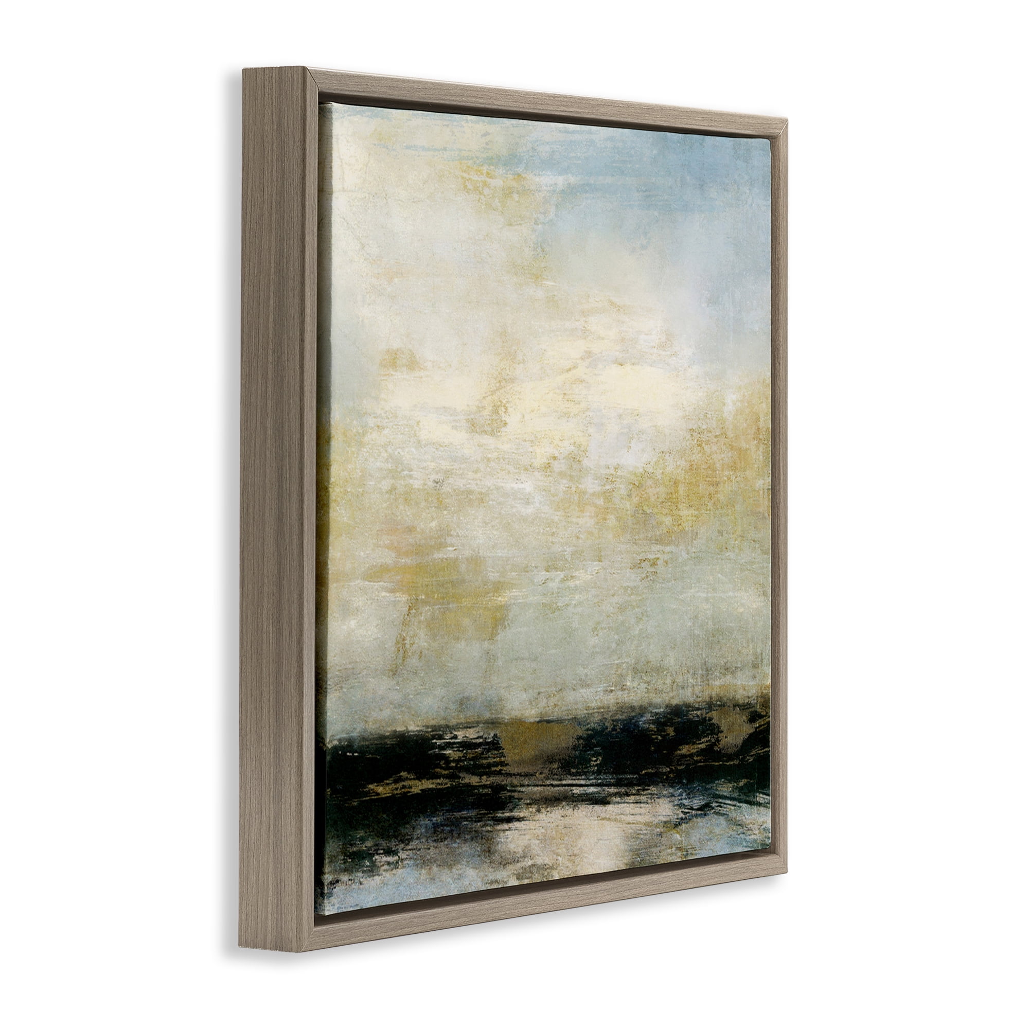 Stupell Industries Abstract Paint Streak Landscape Landscape Painting Brown Floater Framed Canvas Art Print Wall Art, 25 x 25