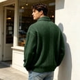 thumbnail image 6 of Oversized Mens Sweatshirts Hoodies Quarter Zip Pullover Outdoor 1/4 Zip Pullover Long Sleeve Loose Fit Polo Sweaters Green XL, 6 of 7
