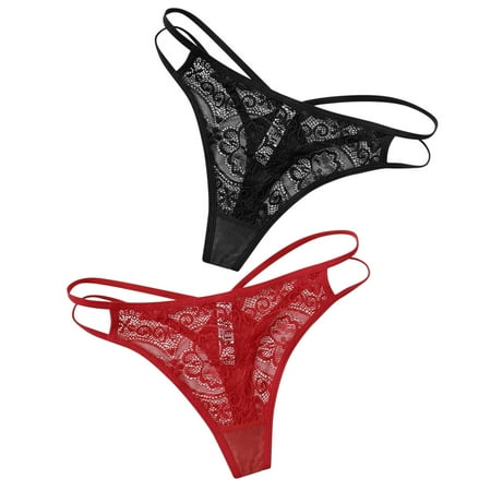AnuirheiH 2PC Underpants Women s Sexy Lingerie Lace Open Thong Panties G-Pants Lingerie Underwear 4$ off 2nd item