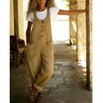 thumbnail image 4 of sicmoss Women's Khaki Y2K Baggy Wide Leg Bib Overalls Adjustable Strap with Pockets, 4 of 7