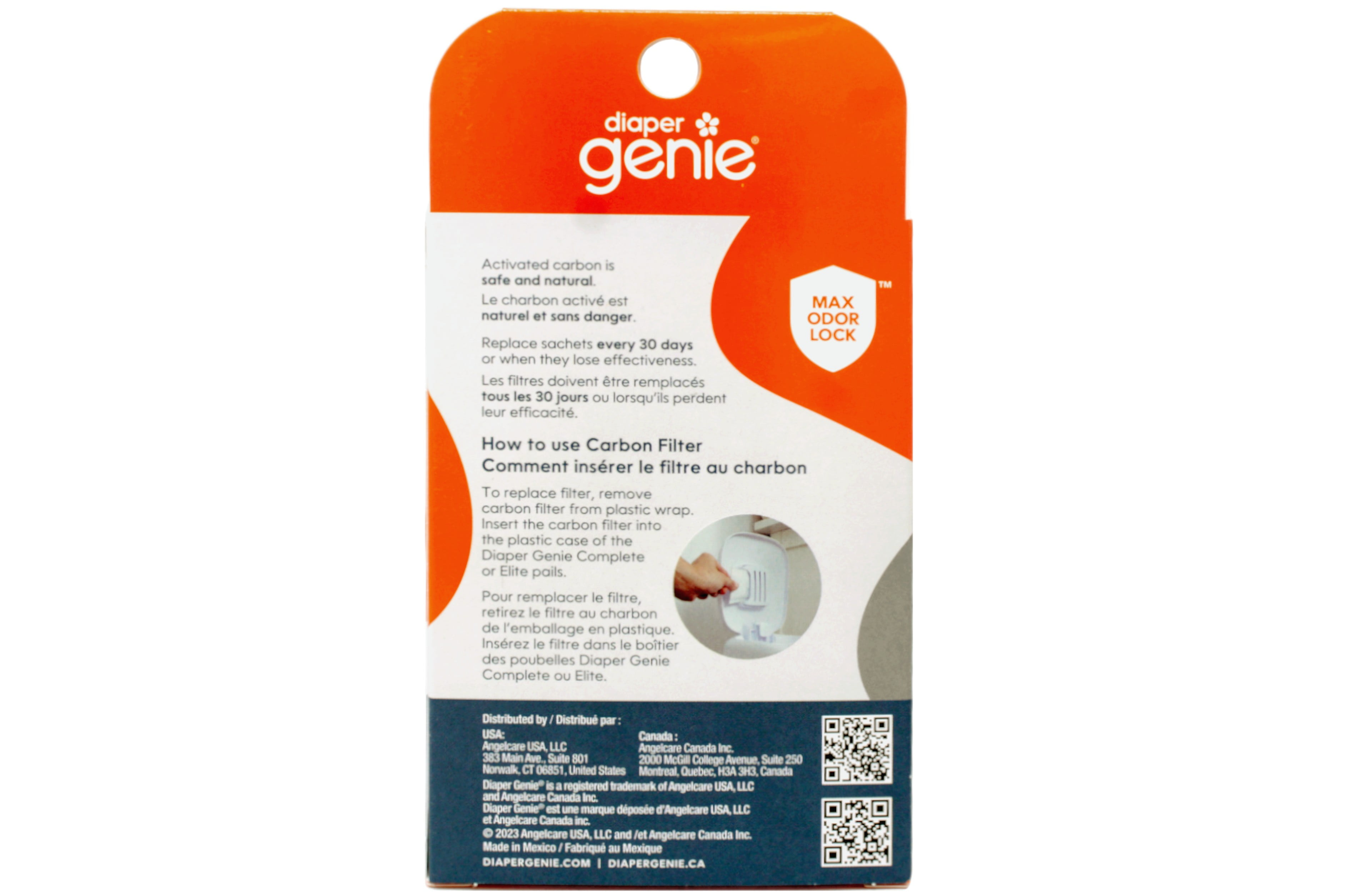 5 Pack - Diaper Genie Carbon Filter, Diaper Pail Odor Eliminator & Deodorizer, Compatible with the Diaper Genie Complete and Expressions Pail, 4 Count