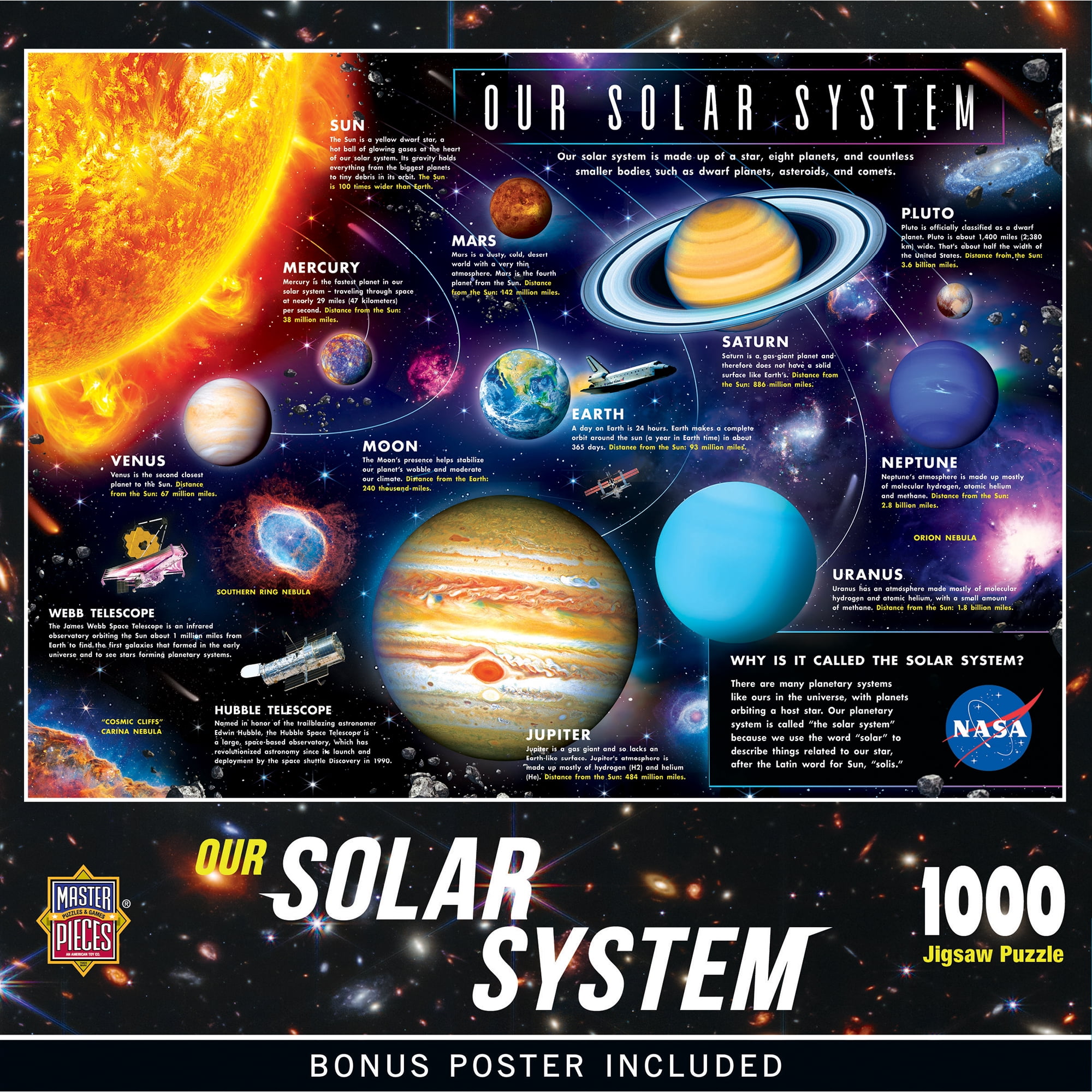 MasterPieces 1000 Piece Jigsaw Puzzle - NASA Solar System - 18"x24"