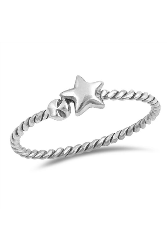 Star Rope Thin Thumb Sky Ring .925 Sterling Silver Band Jewelry Female Male Unisex Size 8