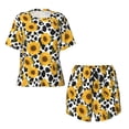 thumbnail image 2 of Yiaed Cow Print Sunflower Print Short Sleeve Pajama Sets for Women Casual Crew Neck 2 Piece Lounge Sets Women's Short-Sleeved Pajama-4X-Large, 2 of 5
