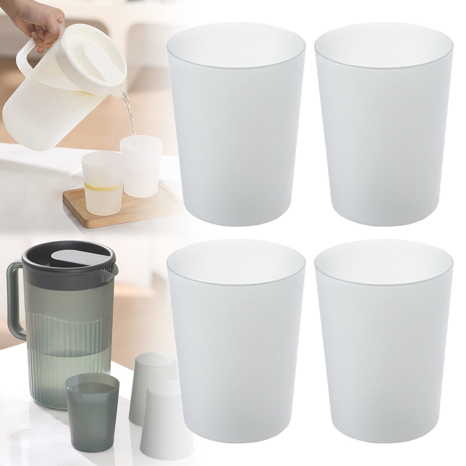 XIPYYKM 4Pcs Simple Drinking Cup, Household Plastic Cup, Toothbrush Holder, Large Capacity 250ml (8 oz) Mug