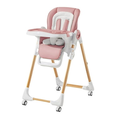 Convertible High Chairs for Babies and Toddlers, Height Adjustable Baby High Chair, High Chair with Removable Tray, Adjustable Backrest and Pedal, Portable Baby Dinning Chair with Lockable Wheels