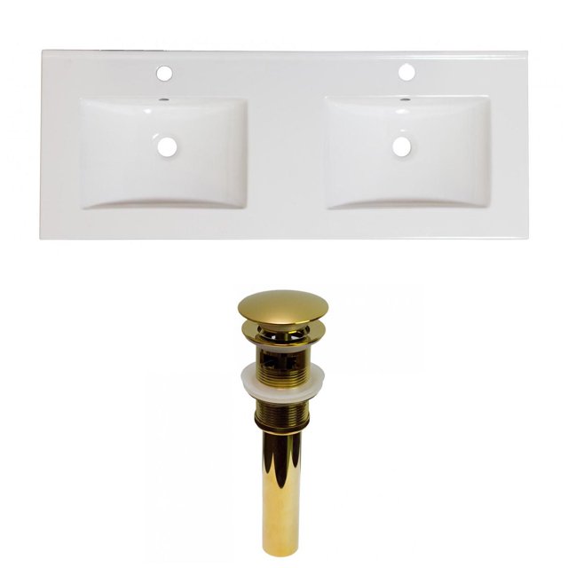 American Imaginations 48-in. W 1 Hole Ceramic Top Set In White Color - Overflow Drain Incl. AI-31631