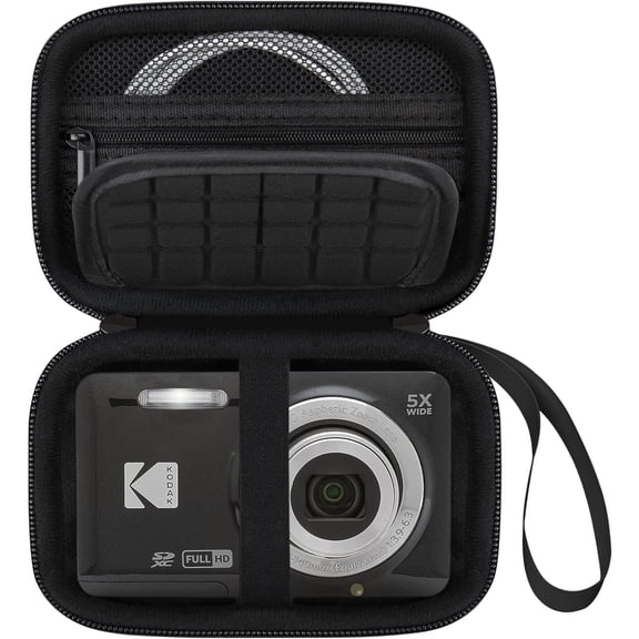 Camera Carrying Case for KODAK PIXPRO FZ55 / FZ53 / FZ45 / FZ43 16MP Digital Camera, Vlogging Camera Storage Holder Travel Bag, ​Mesh Bag Fits Batteries, Cable, Memory Card, Card Reader, Black