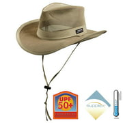 Panama Jack Mesh Crown Safari Sun Hat, 3" Brim, Adjustable Chin Cord, UPF (SPF) 50  Sun Protection (Khaki, Large)
