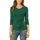 thumbnail image 1 of BLUSA RUCHADA PARA MUJER CHIC CON BOTONES DECORATIVOS, CUELLO EN V, MANGA 3/4, TEJIDO SÓLIDO, TALLA 3XL, VERDE, 1 of 7