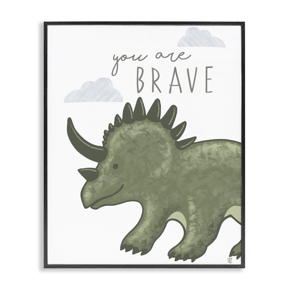 Stupell Industries You Are Brave Dinosaur Black Framed Giclee Art, design by Elizabeth Tyndall