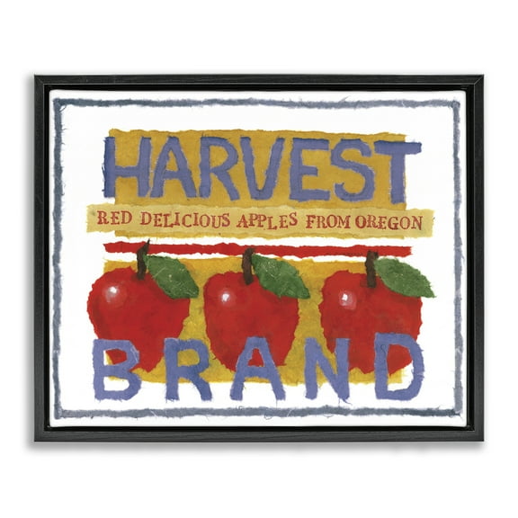 Stupell Industries Oregon Harvest Apples Food & Beverage Painting Black Floater Framed Art Print Wall Art, 21 x 17