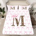 thumbnail image 2 of Castle Fairy Boys Girls Letter Monogrammed M 4 Pieces Queen Sheet Sets,Kawaii Pink Bow Ultra Soft Flat Sheet,Animal Leopard Print Queen Fitted Sheet,Breathable Home Decor, 2 of 7