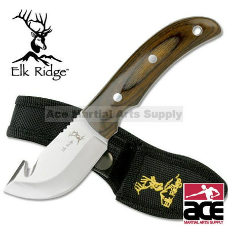 Elk Ridge Gut Hook Skinner Knife with Pakkawood