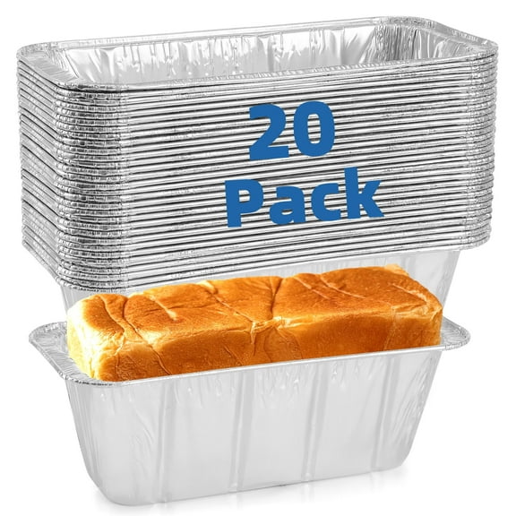 3Lb Aluminum Loaf Pans，Disposable Bread Pans for Baking Cakes, Breads，Meatloafs，20 Count