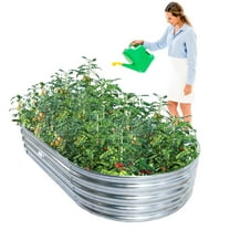Galvanized Garden Bed Outdoor Raised Garden Bed for Vegetables Flowers and Herbs Metal Planter Boxes Large Galvanized Steel Raised Bed Kit 6x3x1ft Oval