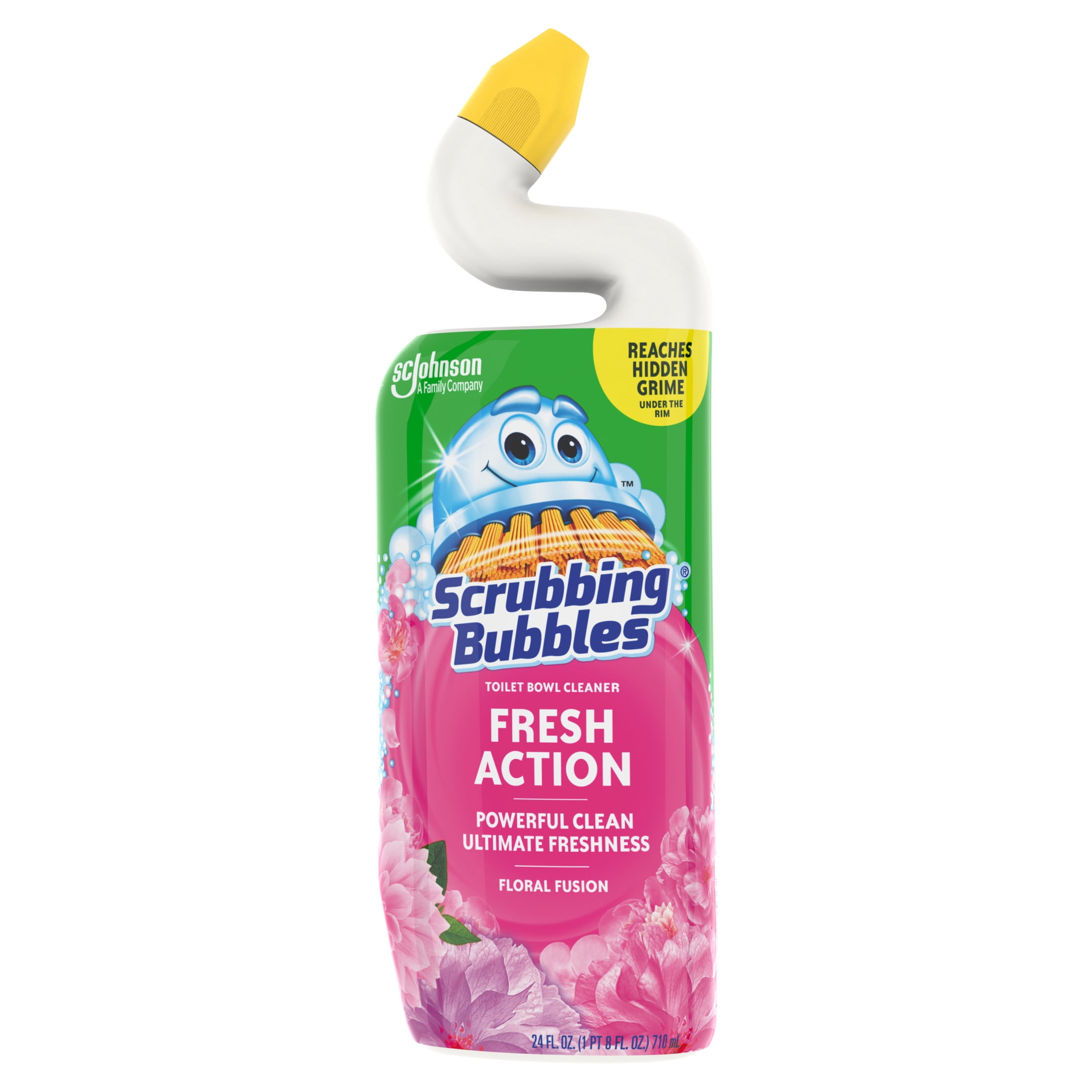 (3 pack) Scrubbing Bubbles Fresh A Countion Toilet Bowl Cleaner, Floral Fusion, 1 Squeeze Bottle, 24 oz