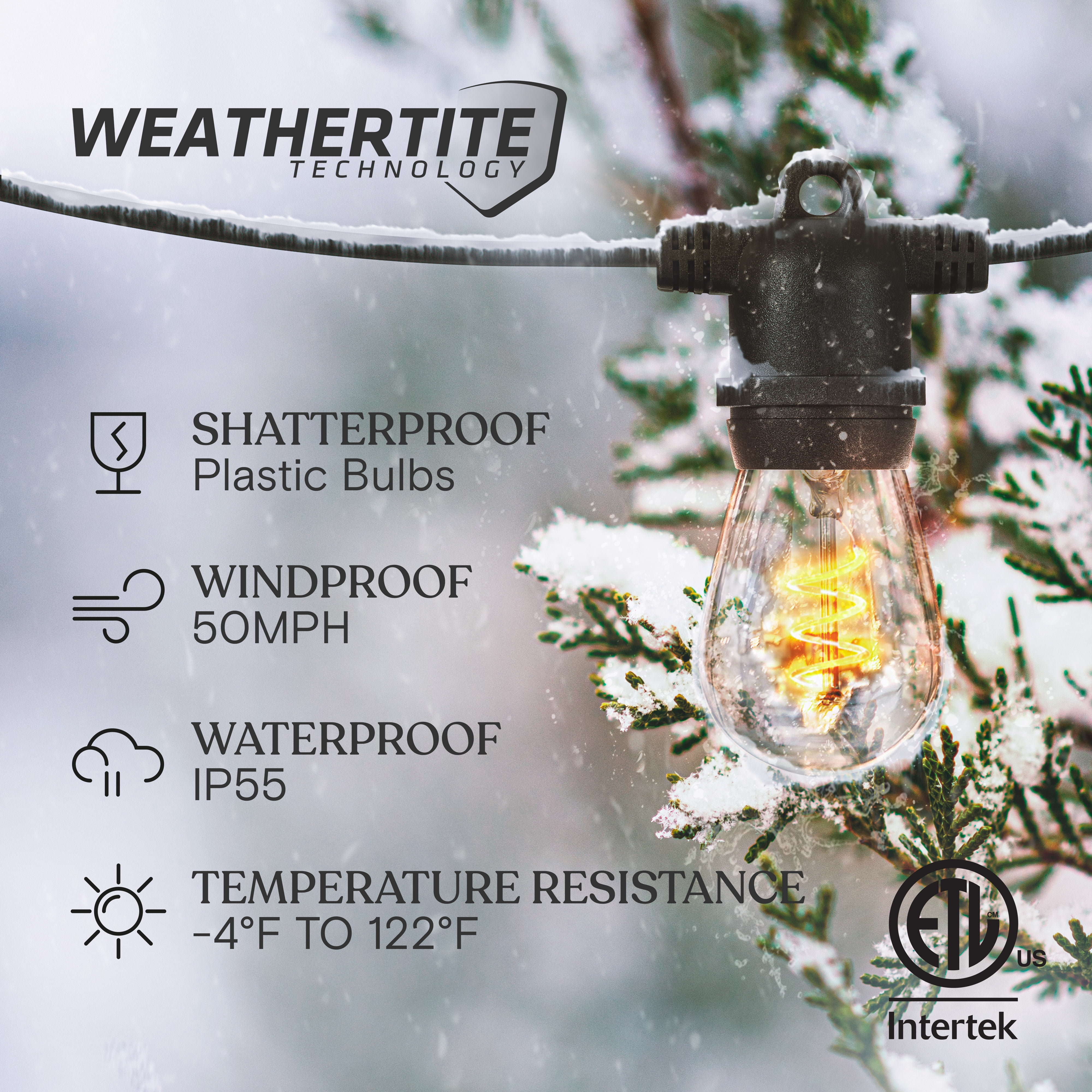 Brightech Ambience Pro Super Bright 48 Ft, 15 Bulbs Solar Power Remote Control Outdoor String Lights, Edison Spiral Shatterproof Bulbs, Commercial Grade LED, Waterproof Patio Lights, 4W Soft White