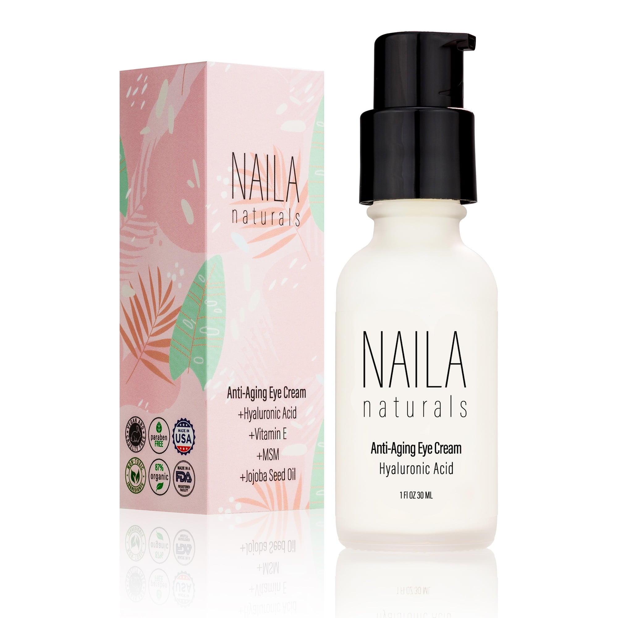 Naila Naturals Anti Aging Eye Cream - Eye Firming Cream And Anti Wrinkle Eye Cream - For Fine Lines, Dark Circles, Puffiness, Bags - ORGANIC Ingredients- Made in USA