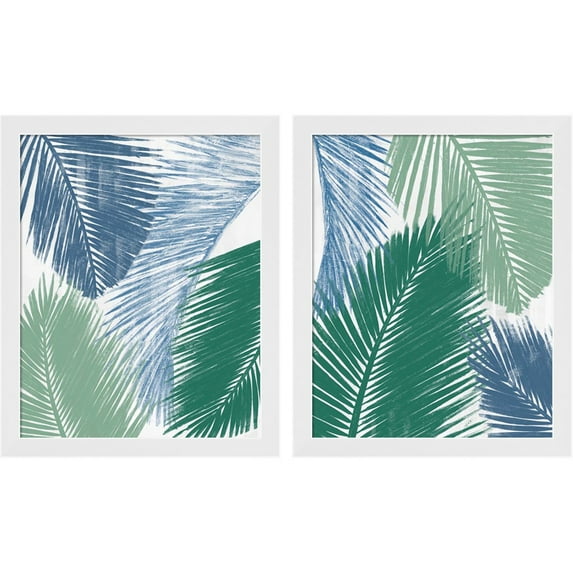 Great Art Now Baru Palm Collage by Patricia Pinto, 2 Piece Framed Art Set Each 18"W x 22"H