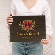 Darling Souvenir Personalized Engraved Laser Cut Wedding Guest Book Wooden Cover Sign-in Book Registry Guestbook Scrapbook-SK
