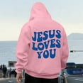 thumbnail image 5 of Mens Christian Jesus Hoodies Faith Religious Graphic Hooded Sweatshirt Spirng Fall Tops Pink XXXL, 5 of 7