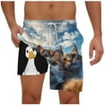 thumbnail image 2 of Jjayotai George Shorts Men Elastic Waist, Mens Swim Trunks with Compression Liner, Quick Dry Swimsuit Shorts with Cute Duck Print， Swimwear Shorts for Men, 2 of 5