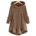 thumbnail image 2 of UAMVSH Fleece Hoodies for Women Plus Size Fuzzy Plush Sweatshirts Warm Winter Comfy Long Sleeve High-Low Sherpa Pullovers(4X-Large,Khaki), 2 of 5
