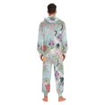 thumbnail image 4 of FORMRS Onesies Pajama for Adults Unisex Hoodie Winter Jumpsuit One Piece Sleepwear, Sizes S-2XL, Green Floral Cranes Pattern, 4 of 7