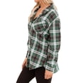 thumbnail image 3 of STARVNC Women Plaid Print Lapel Collar Single Breasted Long Sleeve Pocket Blouse, 3 of 7