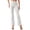 White, variant on Women's Casual Straight Leg Pants - Elastic Waist with Button Pockets - Polyester Spandex - Versatile for Work/Casual - S-XXL Sizes