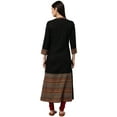 thumbnail image 2 of Yash Gallery Women's Rayon & Cotton Cambric Zig-Zag Print A-Line Kurta (Black), 2 of 5
