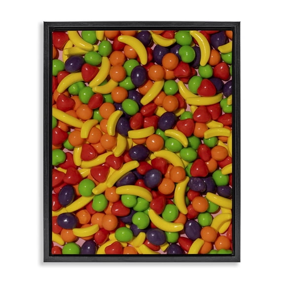 Stupell Industries Modern Retro Assorted Fruit Candy Black Floating Frame Canvas Art, 17 x 21, by LISH Creative