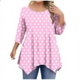 thumbnail image 3 of Jsaierl 3/4 Length Sleeve Plus Size Tops for Women Summer Round Neck Shirts Dressy Solid Petite Blouses Classic Holiday Tunic Top L-4XL, 3 of 6