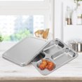 thumbnail image 3 of MasteelfCA 1Pc Stainless Steel Divided Plate Rectangular 4 Sections Food Serving Tray, 3 of 8