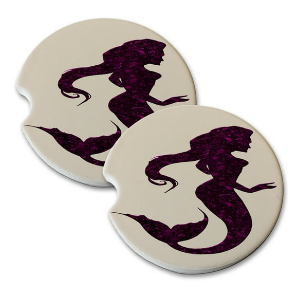 KuzmarK Sandstone Car Drink Coaster (set of 2) - Mermaid Nautical