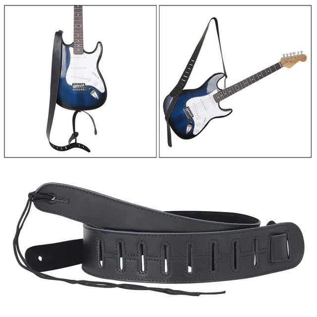 Correa de cuero CUTICAT para guitarra ajustable 2.17 de ancho Negro