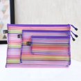 thumbnail image 4 of Nylon Mesh Zipper File Storage Bags Rainbow Stripes Pouch Bag,3Pcs, 4 of 8