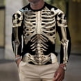 thumbnail image 2 of ZXLBBD Tshirts Shirts for Men Halloween Skeleton Print Long Sleeve Graphic Tee Crew Neck Slim Fit Theme Party T-Shirts for Man Casual,White,XL, 2 of 5
