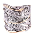 thumbnail image 2 of Dos tonos de oro chapado en anillo de circón hermoso anillo de compromiso anillo de forma retro, 2 of 8