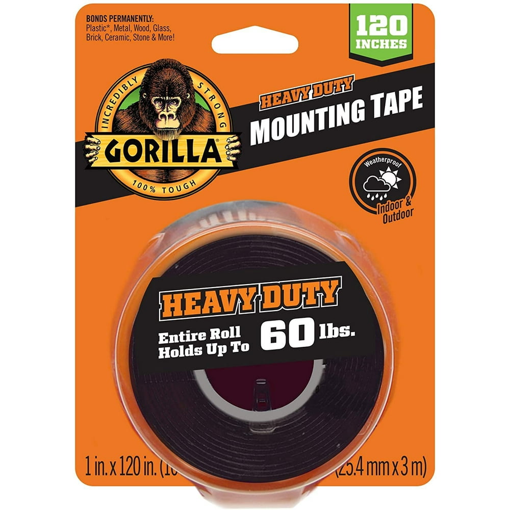 Gorilla Heavy Duty Double Sided Mounting Tape XL, 1" x 120", Black