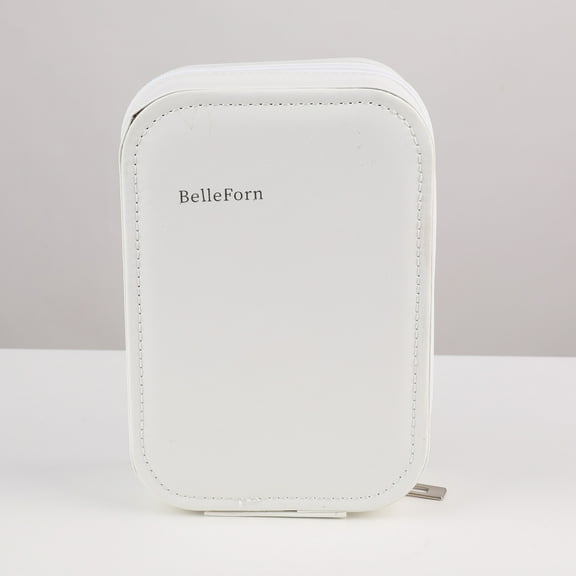 BelleForn Travel Makeup Case With Mirror, Portable Cosmetic Organizer With Dividers For Toiletries, Jewelry, White