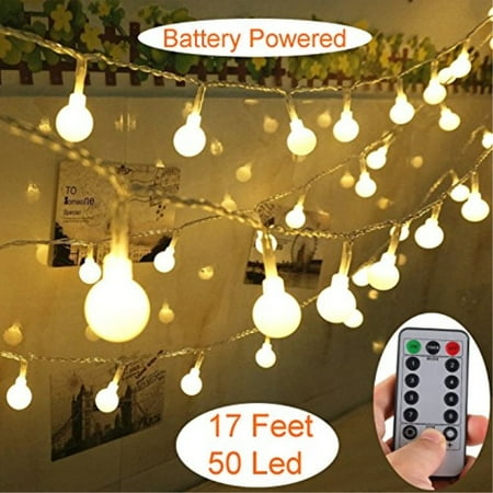 Yesee String Lights 17 Feet 50 Led Globe With Remote Yesee String Lights 17 Feet 50 Led Globe With Remote Timer Battery Operated