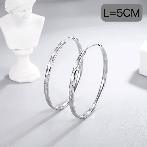 ATHENA Joyería Pendientes Grandes Mujer Aro Círculo Plata 925 Original M001