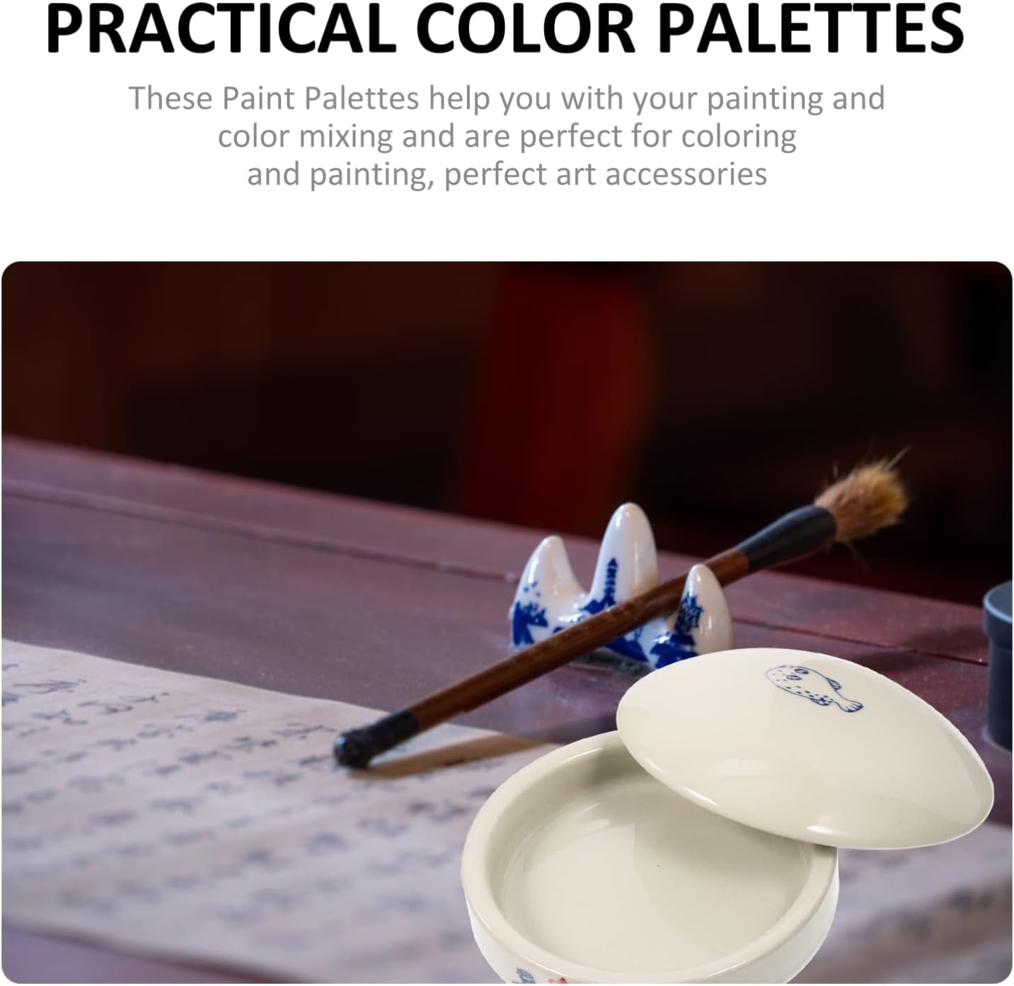 ABPETE 5 Layers, Stack-able Paint Plate, Porcelain Chinese Painting Mixing Trays, Watercolor Paint, Ink Mixing Tray, Artist Paint Coloring Tray with Lid