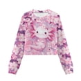 thumbnail image 6 of Xoenoiee Axolotl Cherry Blossom Print Girls Kids Sweatshirt Pullover Crop Tops for Teen Girls Long Sleeve Fall Clothes, 11-12 Years, 6 of 7