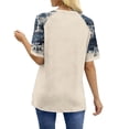 thumbnail image 4 of Avrnliq Womens Casual Raglan Sleeve T-Shirt Distressed Blue Print Soft Stretch Crew Neck Short Sleeve Lightweight Comfortable Daily Wear Top Khaki,Size M, 4 of 8