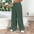 thumbnail image 2 of yunLCZ Women's Palazzo Pants Women's Pure Color Fashionable Casual Imitation Linen Pocket Strap Pants Casual Lounge Sweatpants, 2 of 4